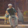 Taking a Break, 10x10 in, oil on canvas, Sold