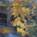 Autum's Arrival on the Duck Pond, 19x25m. oil. $1100