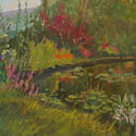 Monets Garden 2, Giverny, France, 8x10 in, casein on wood, n.f.s